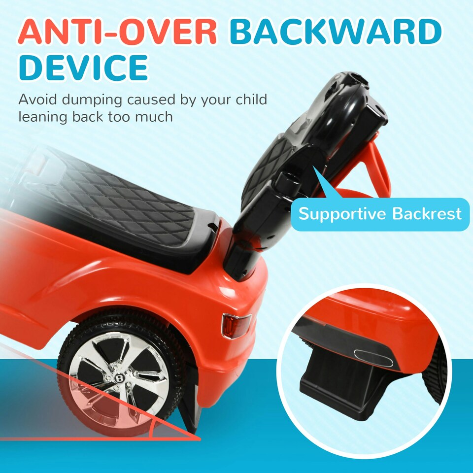 image 1 of AIYAPLAY Bentley Bentayga Licensed Baby Push Car w/ Under Seat Storage - Red