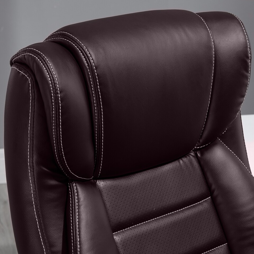 image 1 of Vinsetto Office Chair with 6-Point Maaage, PU Desk Chair with Padded Seat and Armrest, Computer Chair with Tilt Function for Home, Brown