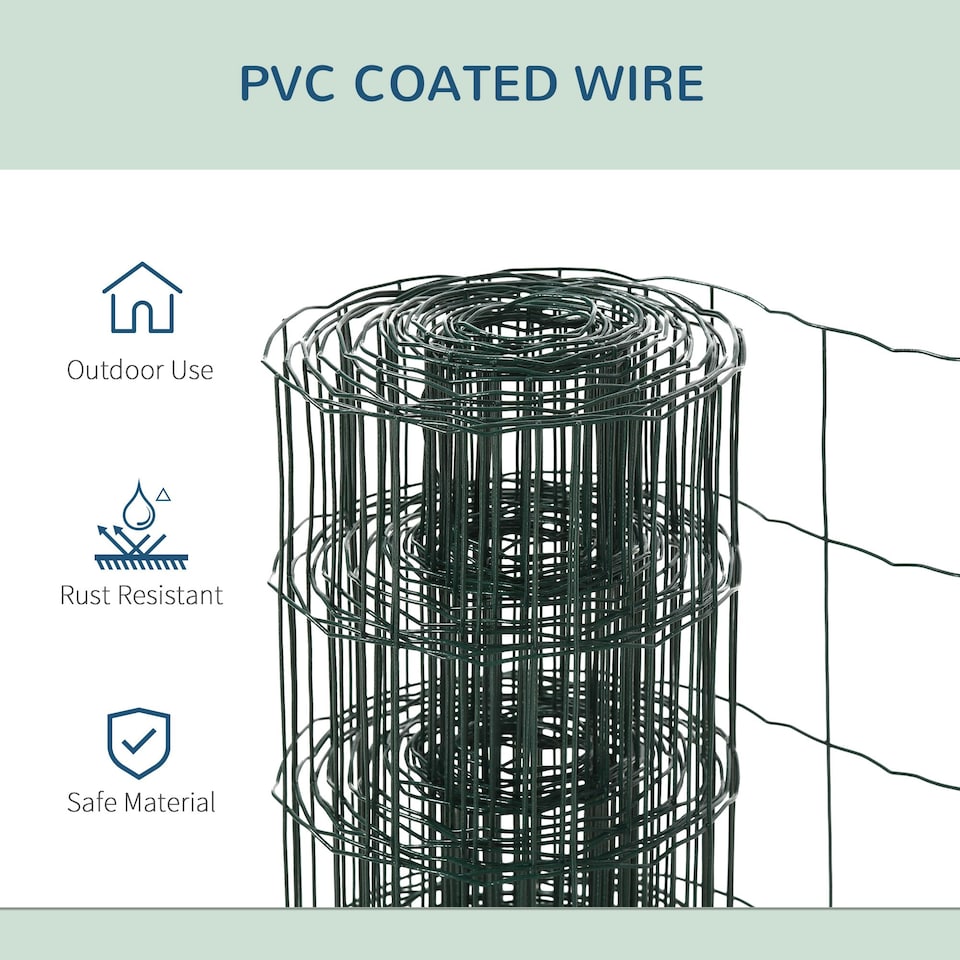 image 1 of PawHut 0.6Mx10M Chicken Wire Mesh Rabbit Poultry Animal Fence PVC Coated Netting