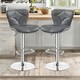 image 5 of Set Of 2 Height Adjustable 360 Swivel Barstools With Shell Backrest Dark Grey Grey
