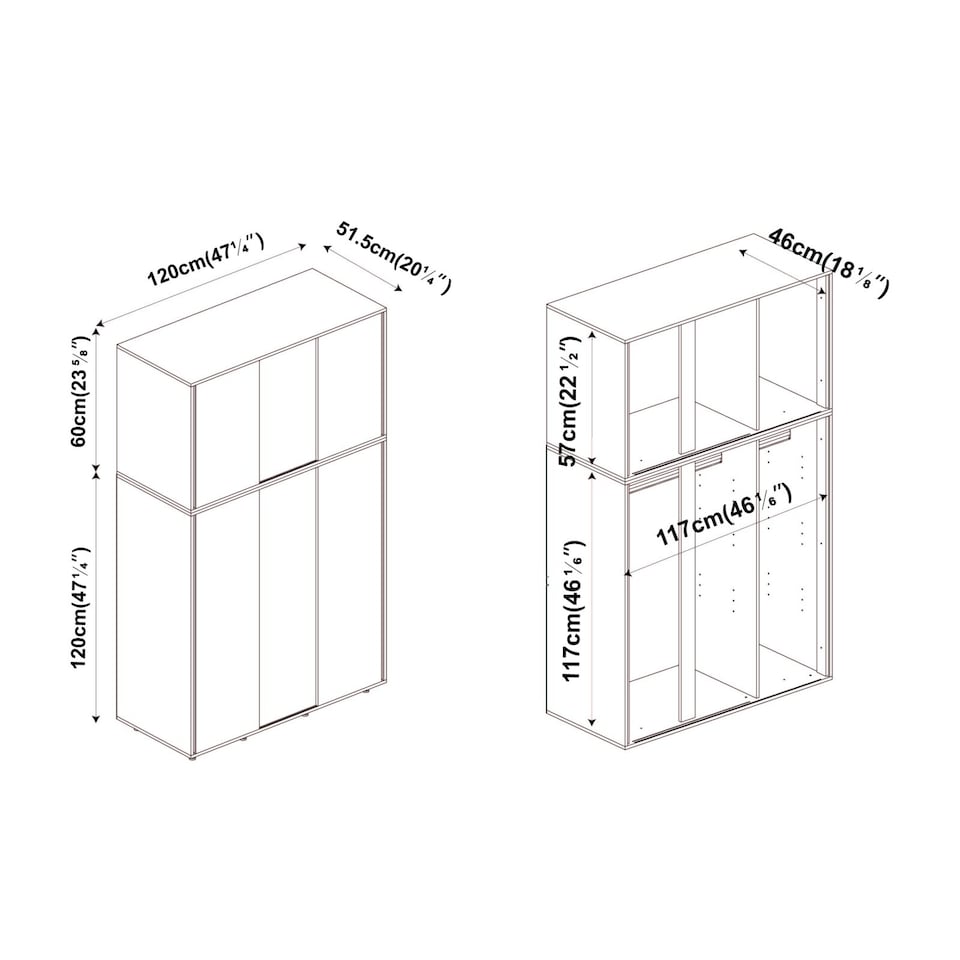 image 1 of URBNLIVING 6 Sliding Doors Wardrobe | Multi | Grey Carcass + White Doors | 1