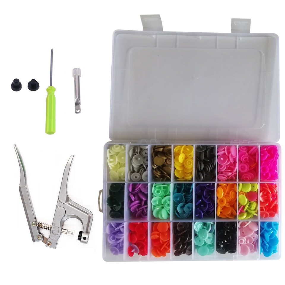 image 1 of 360 Sets T5 Plastic Snaps Set with Press Pliers - 24 Colours