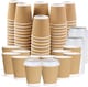 image 1 of ECONX 8oz Kraft Disposable Coffee Cups With White Lid Ripple Insulated Paper Cups 100pc