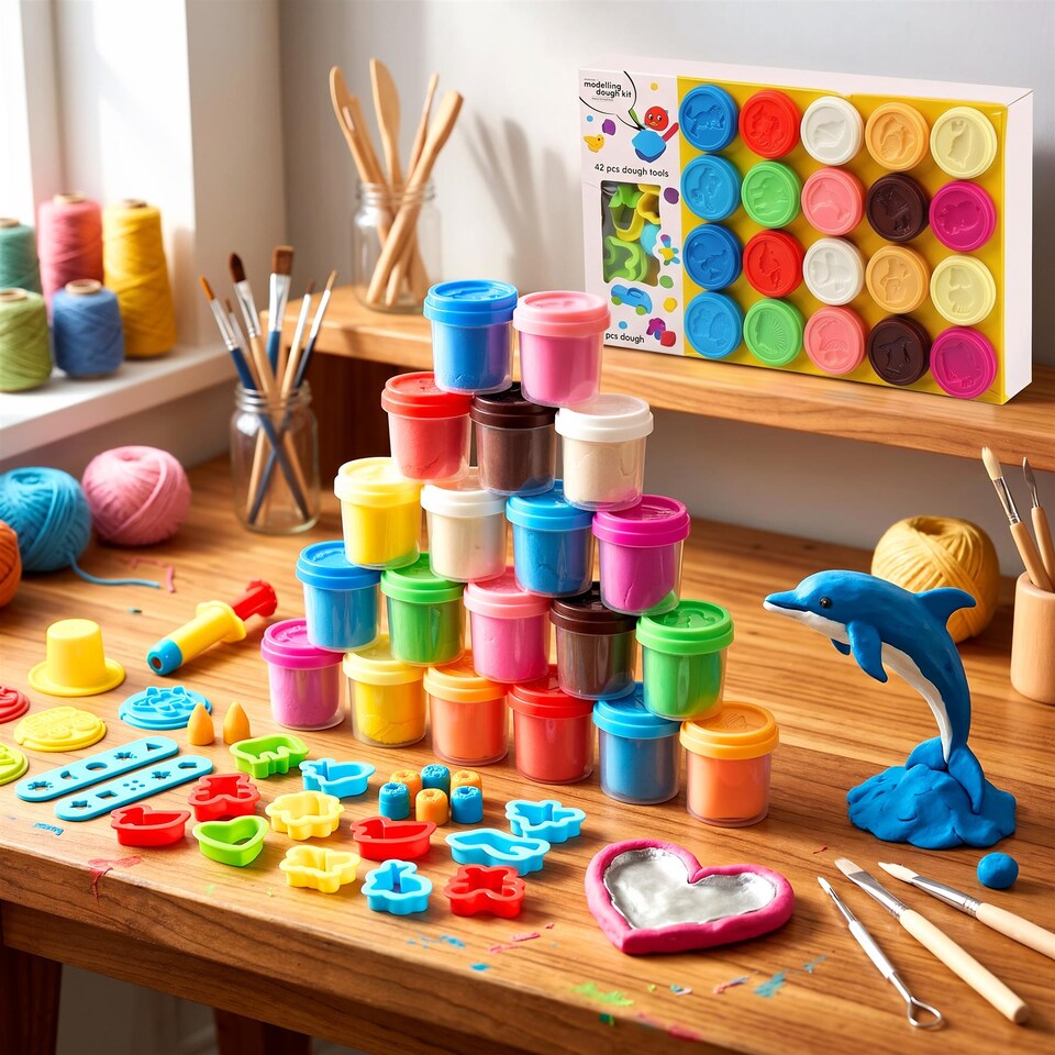 image 1 of The Magic Toy Shop Big Dough Set Creative Modeling Play Kit Multi Color