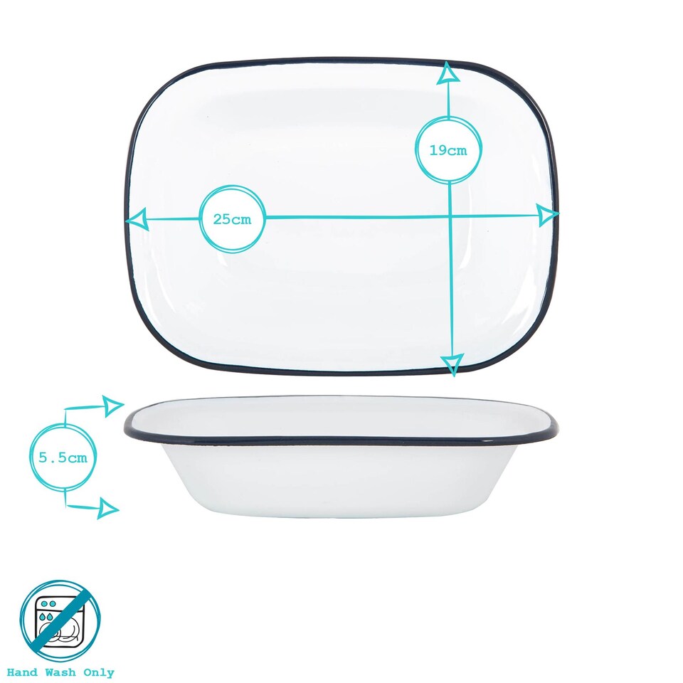 image 1 of Argon Tableware White Enamel Pie Dish - 25.5cm - Grey