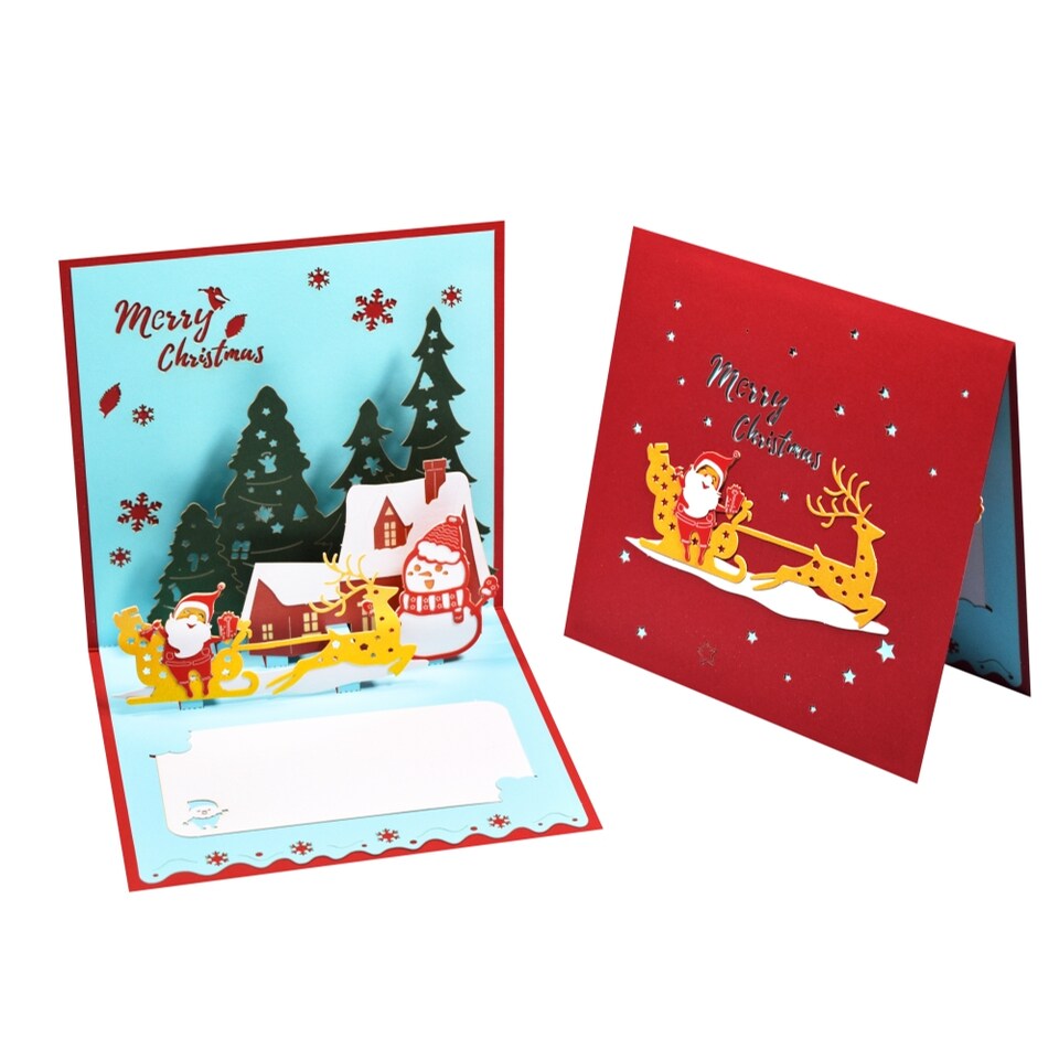 image 1 of Santa Claus and Winter Scene 3D Pop Up Christmas Card
