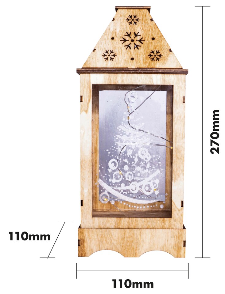 image 1 of St Helens LIGHT BROWN WOODEN CHRISTMAS LANTERN  WITH PERSPEX
