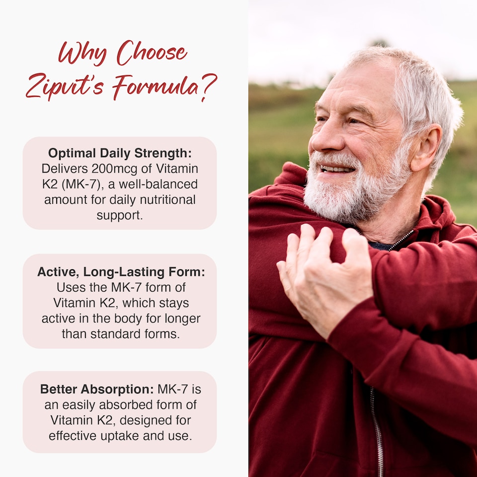 image 1 of Zipvit Vitamin K2 MK-7 200mcg, Heart & Bone Support, 180 Vegan Tablets, 6-Month Supply