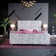 image 4 of Vida Designs Valentina 5ft King Size Bed Fabric Upholstered, Crushed Velvet Silver, 150 x 200cm