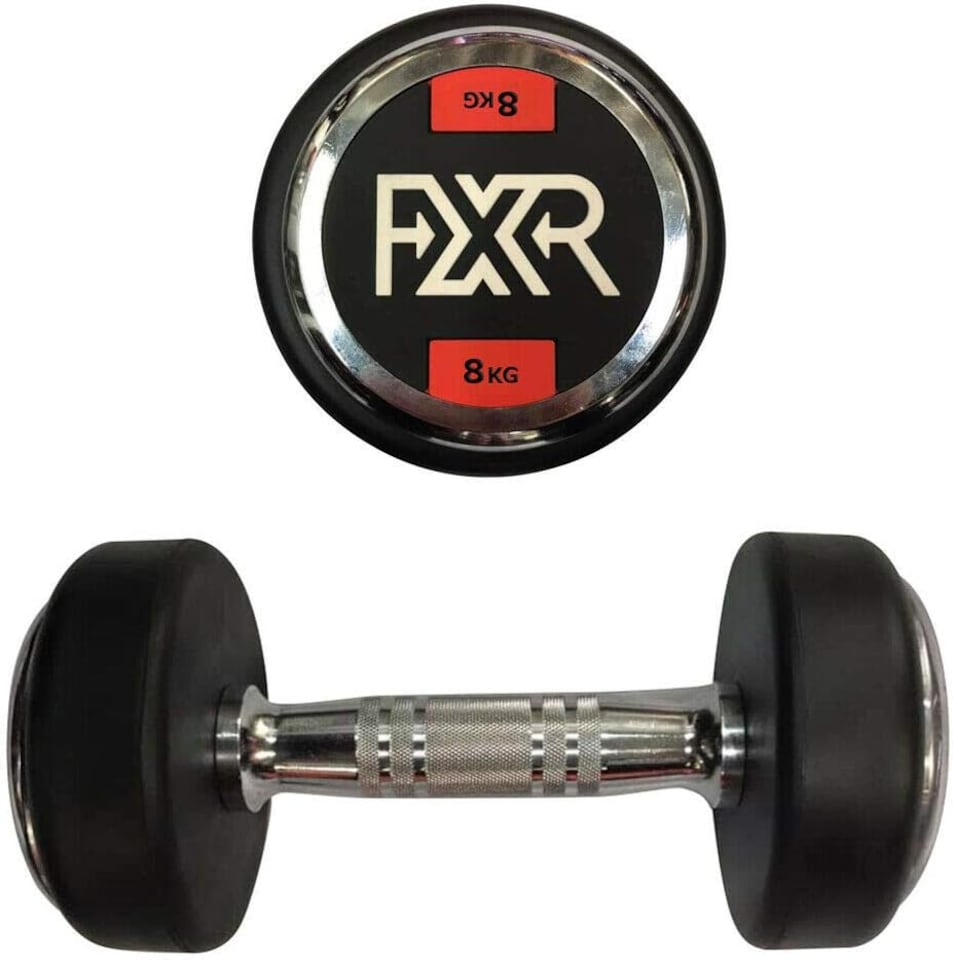 Round Rubber Dumbbells - 2 x 8kg