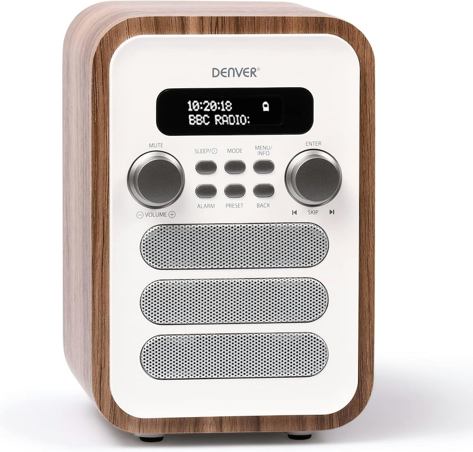 image 1 of Denver DAB-48 Bluetooth DAB Radio - Large Remote Control - DAB/DAB+ Digital Radio Mains Powered – DAB Bluetooth Radio Speaker – DAB Alarm Clock