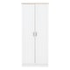 image 2 of Portland 2 Door Wardrobe - L53.5 x W80 x H187.5 cm - White/Oak Effect | White