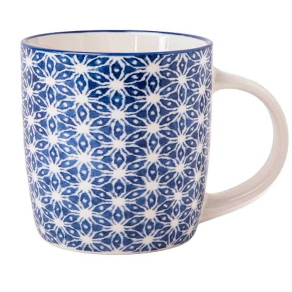 image 1 of Blue Geometric Ceramic Mug 350ml | Blue | Starburst Tiles | 350ml | 1