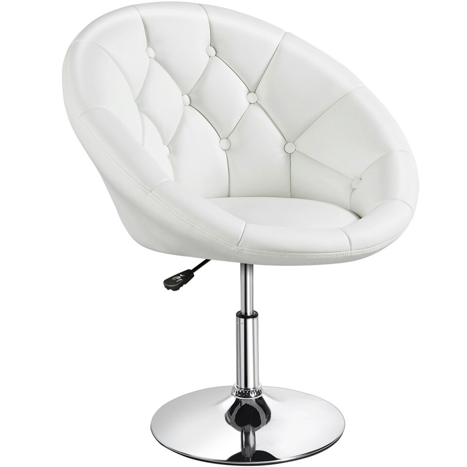 image 1 of Yaheetech Height Adjustable Modern Round Back Chair | White