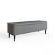 image 1 of Grey Linen Ottoman Storage Bench With Solid Wooden Legs Grey