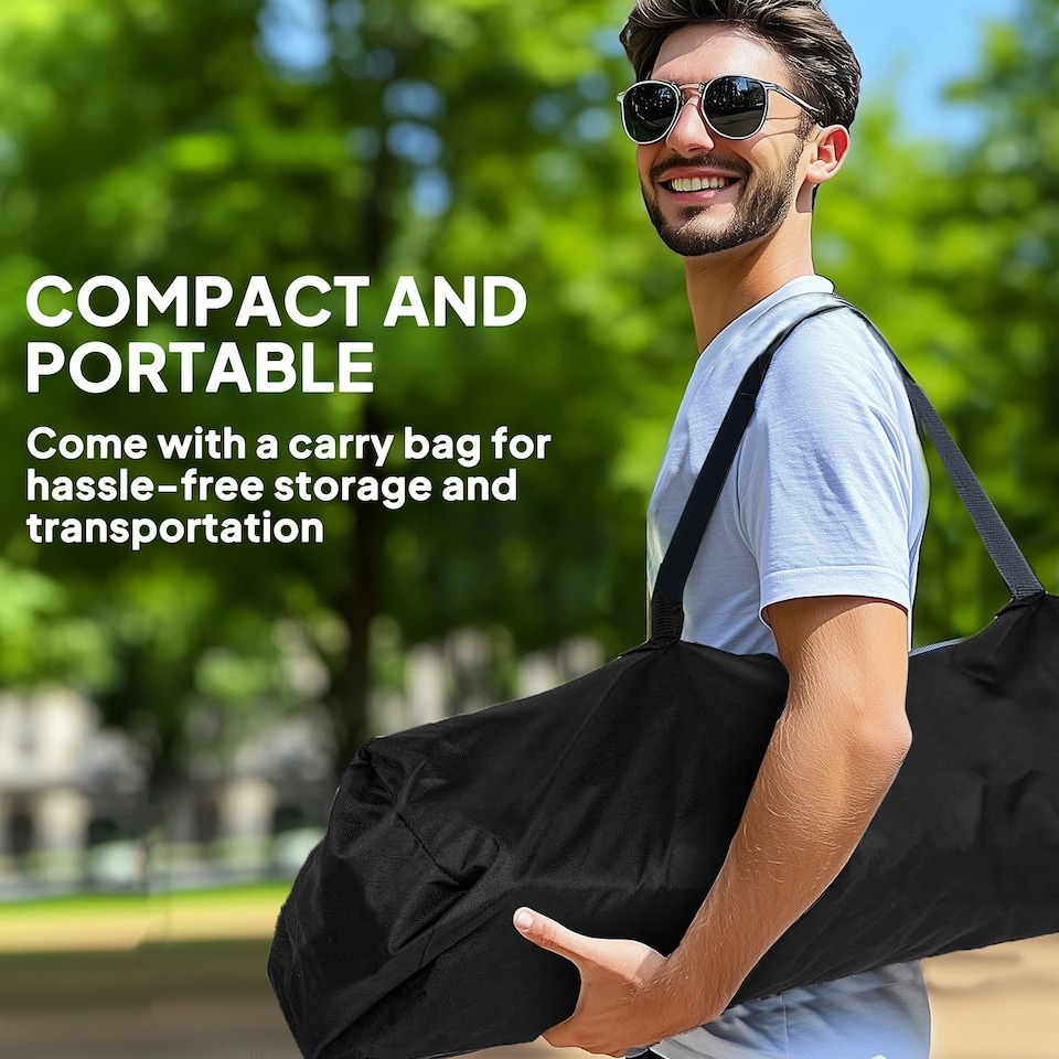 image 1 of Outsunny Set of 2 Padded Folding Picnic Chairs with Cooler Bag Black | Black