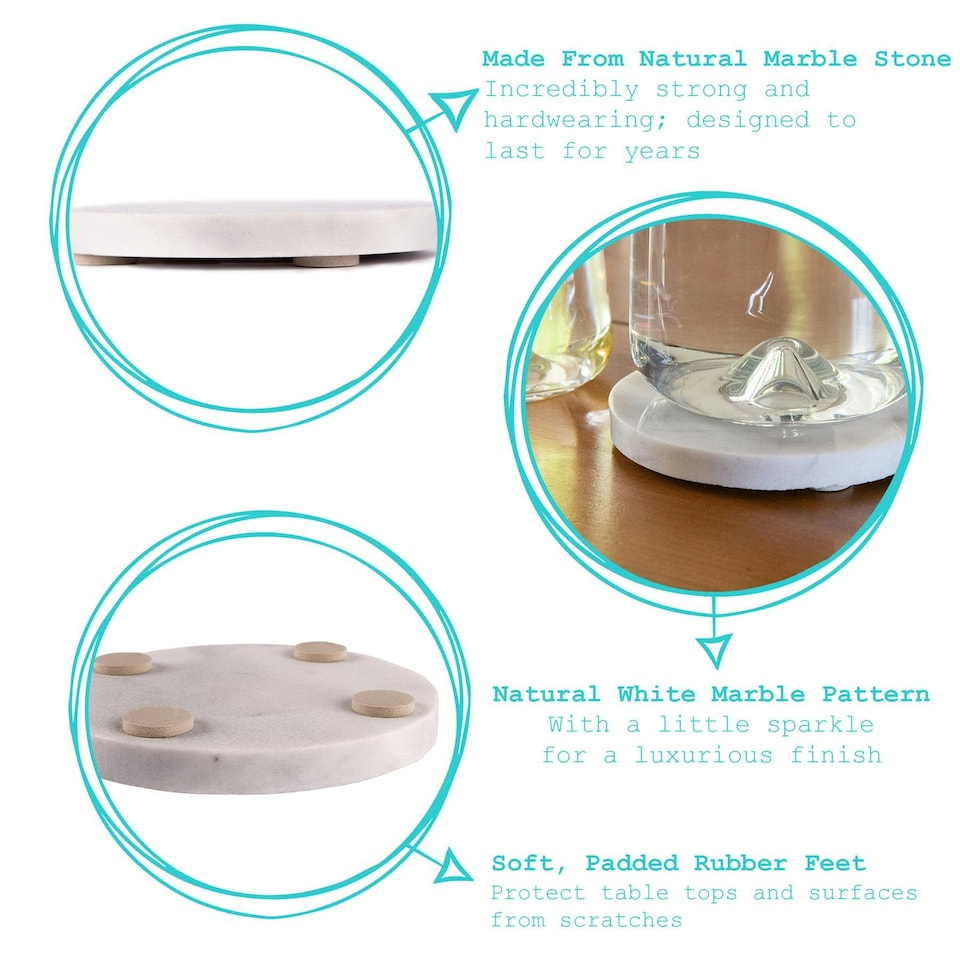 image 1 of Argon Tableware 12pc Marble Placemats & Round Coasters Set - White White