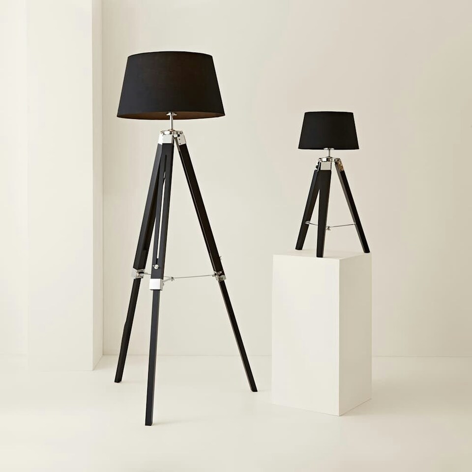 image 1 of ValueLights Clipper Tripod Black Floor Lamp