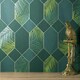image 2 of Fine Decor Miami Geometric Leaf Wallpaper - Emerald Green/Gold - One Size Green