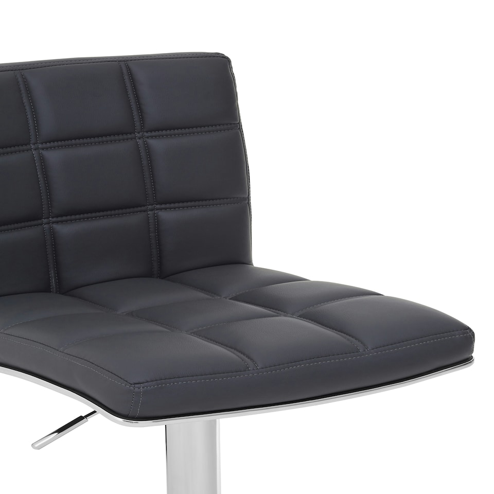 image 1 of Interiors by Premier Grey Faux Leather Bar Chair, Backrest Breakfast Bar Chair, Footrest Living Bar Chair Kitchen