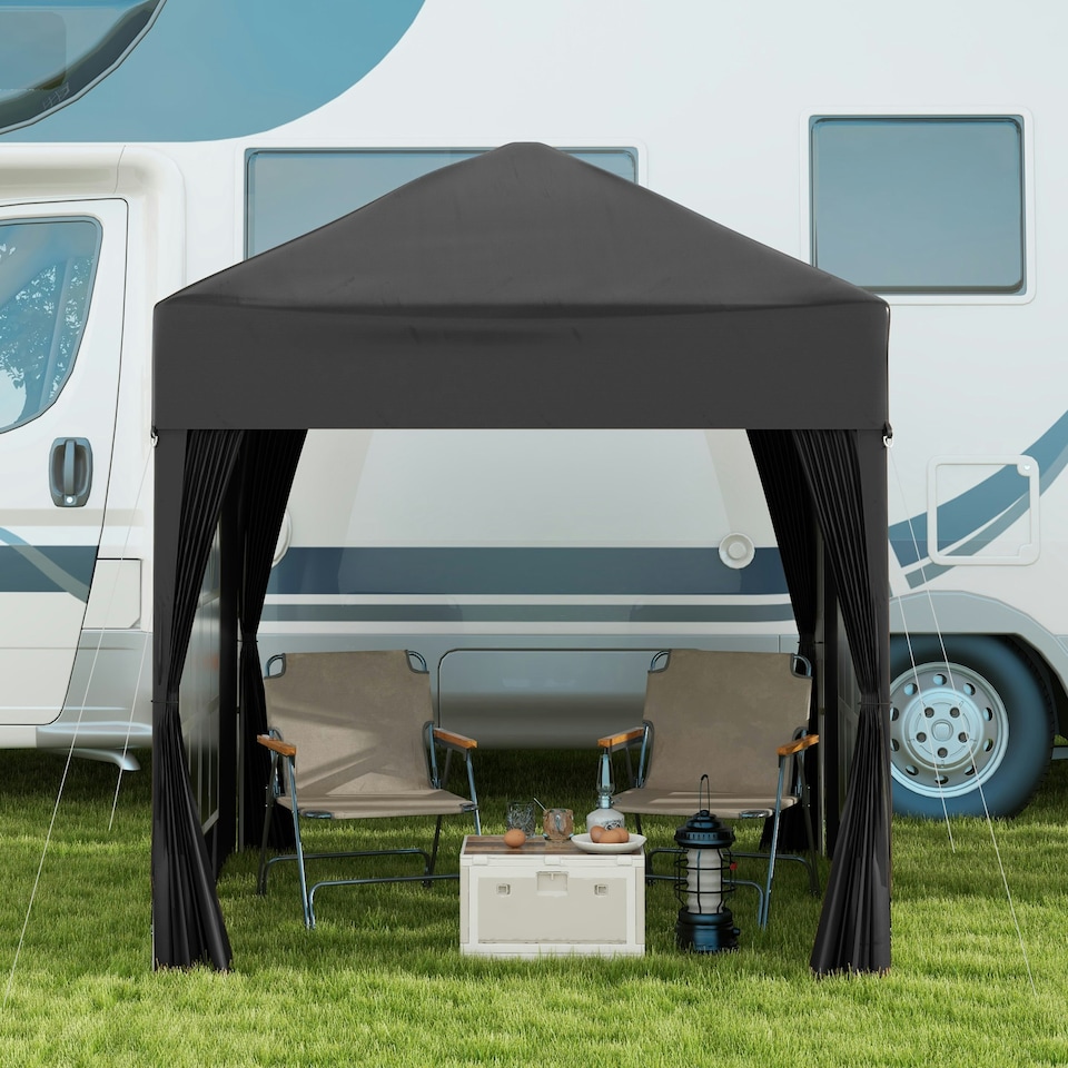 image 1 of Outsunny 2mx2m Pop Up Gazebo Party Tent Canopy Marquee with Storage Bag Black