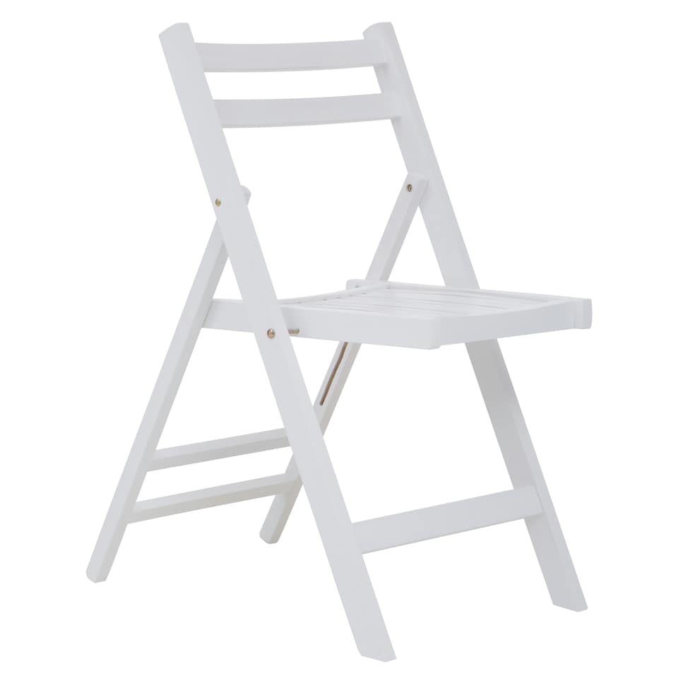 image 1 of Interiors by Premier Wood White Finish Folding Chair, Space-saver Camping Chair, Easy Foldable Wood Chair, Easy to Clean Chair