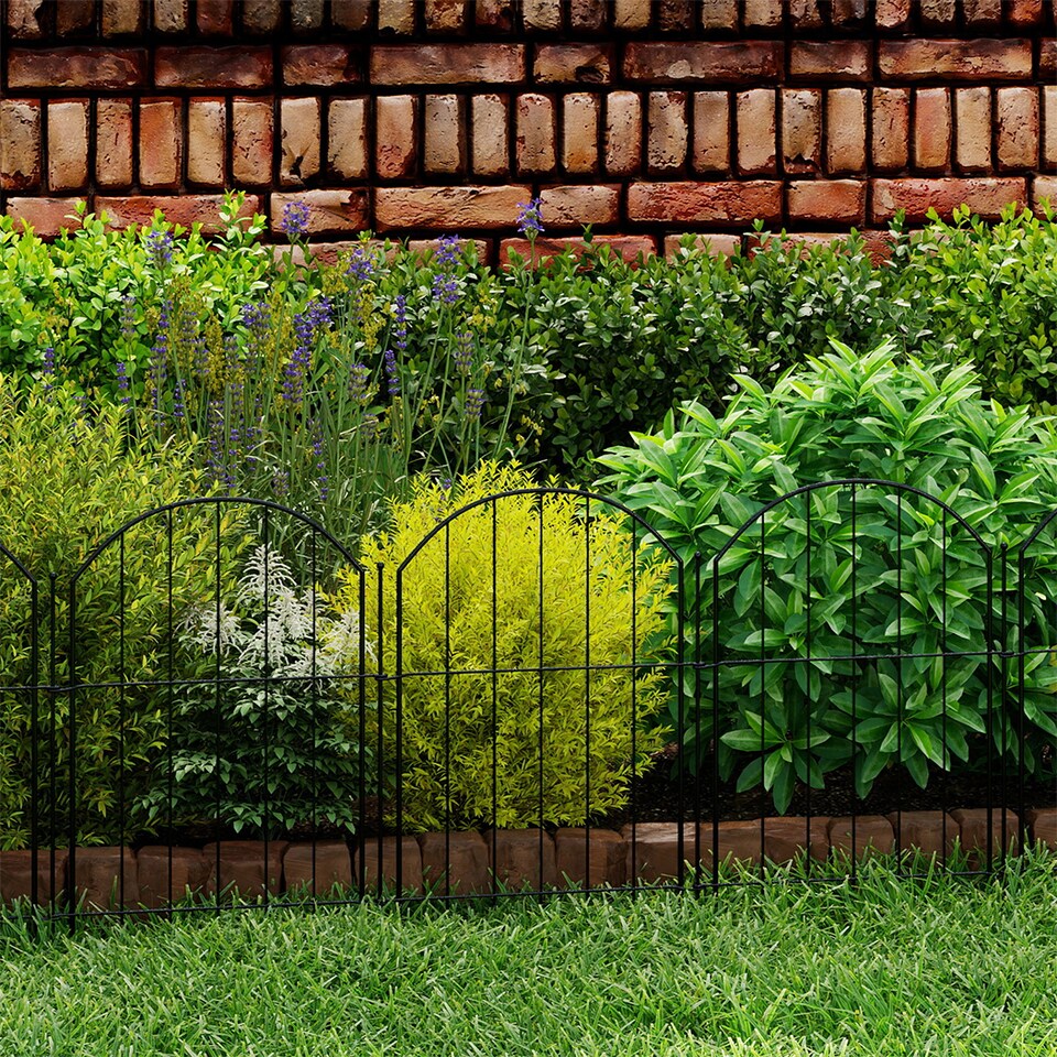 image 1 of Levede 10 Pack Metal Garden Fence Decorative Animal Barrier Outdoor Pet Border | Black