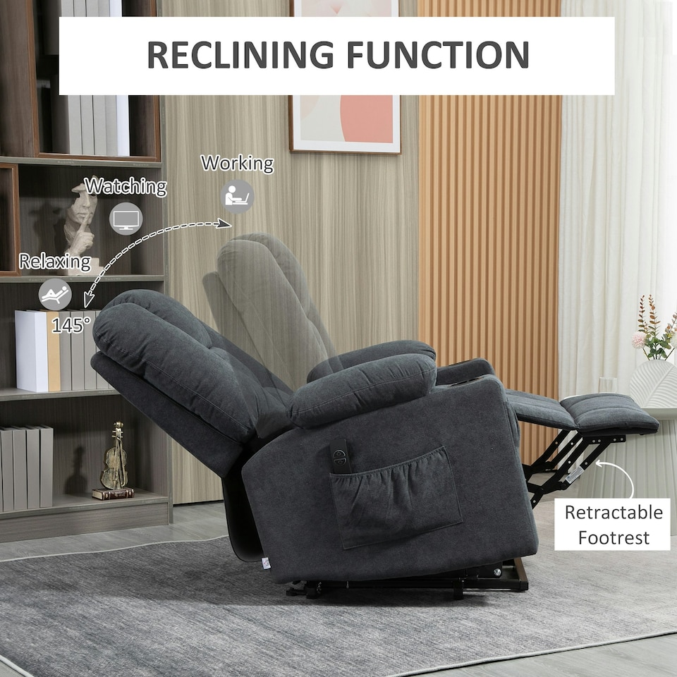 image 1 of HOMCOM Riser and Recliner Chair w/ Remote, Lift Chair for Elderly, Charcoal Grey Grey | None
