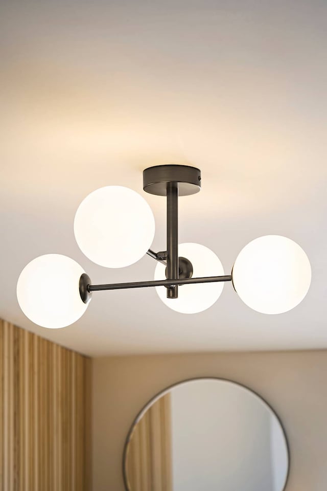 image 1 of ValueLights Darla Brass 4 Way Frosted Shades Ceiling Light