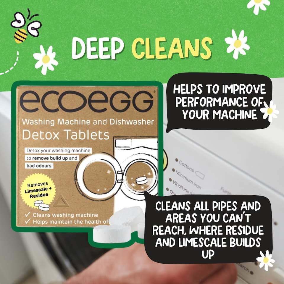 image 1 of Ecoegg Washing Machine & Dishwasher Cleaner Detox Tablets/Deep Clean, Odour Removal, Fits All Machines, De-Scales, (10 Uses)