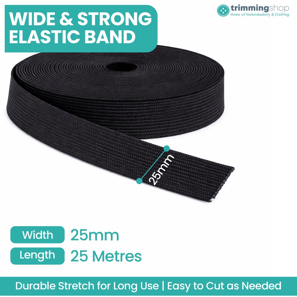 image 1 of 25mm Black Elastic Thread Bead Stringing DIY Crafts - 25 Metres