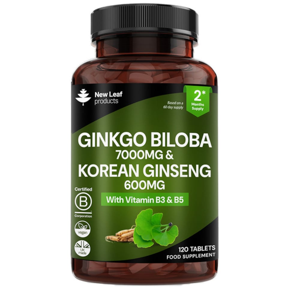 Ginkgo Biloba & Panax Ginseng Tablets + Vit B3 & B5