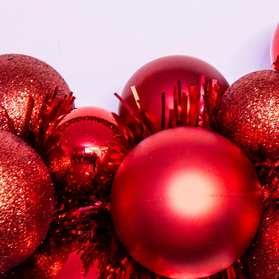 image 1 of Christmas Tree World 33cm Shatterproof Bauble Wreath - Red