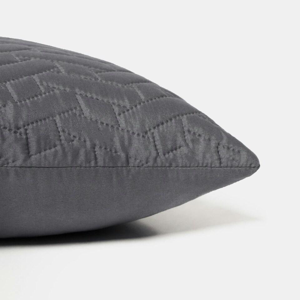 image 1 of Brentfords 2 x Soft Touch Luxury Pinsonic Print Cushion Covers, 45x45cm - Charcoal