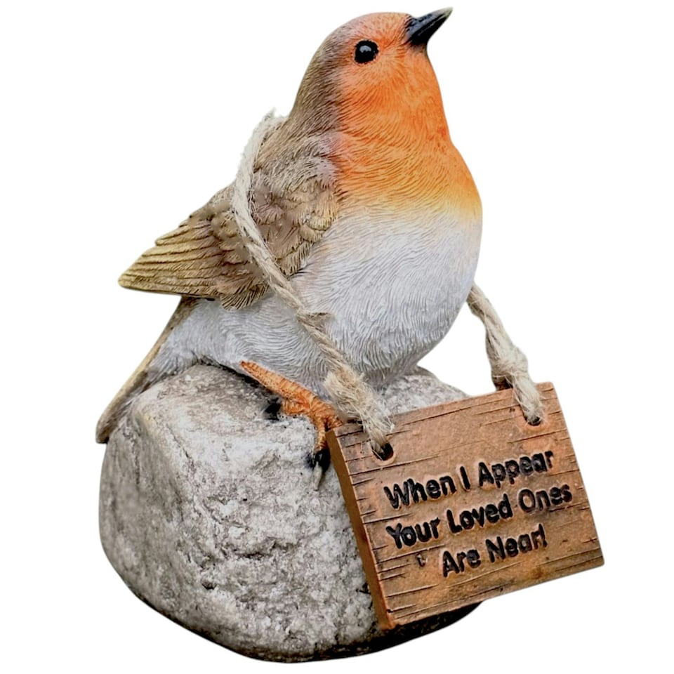 image 1 of Remembrance Robin with 'When I Appear Your Loved Ones Are Near' Sign Memorial Ornament