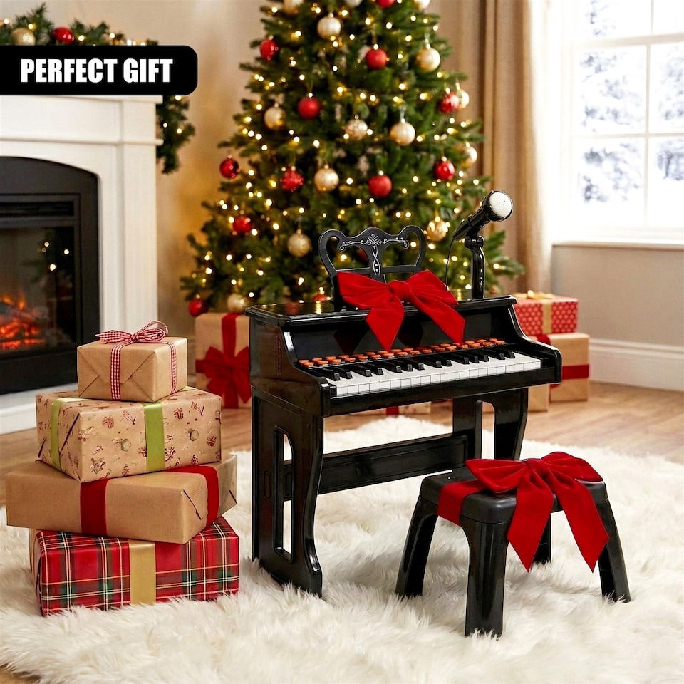 image 1 of The Magic Toy Shop The Grand Piano Kids Electronic Keyboard 37 Keys Microphone
