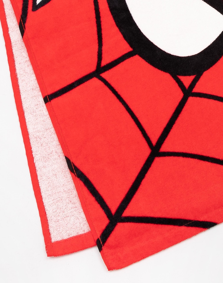 image 1 of Marvel Spiderman Boys Red Poncho Towel | Hooded Towel with Web Pattern | Beach & Pool Use | Kids Bathing Accessories | Cartoon Character Merch