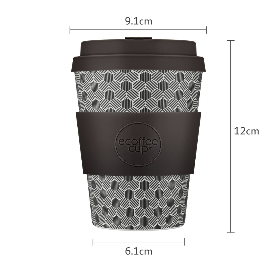 image 1 of Ecoffee Cup 12oz 350ml Reusable, Plant Based Coffee Cup with Silicone Lid & Sleeve - Fermi's Paradox