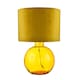 image 3 of Contemporary Ochre Ribbed Glass Table Lamp with Soft Velvet Mustard Shade | Yellow