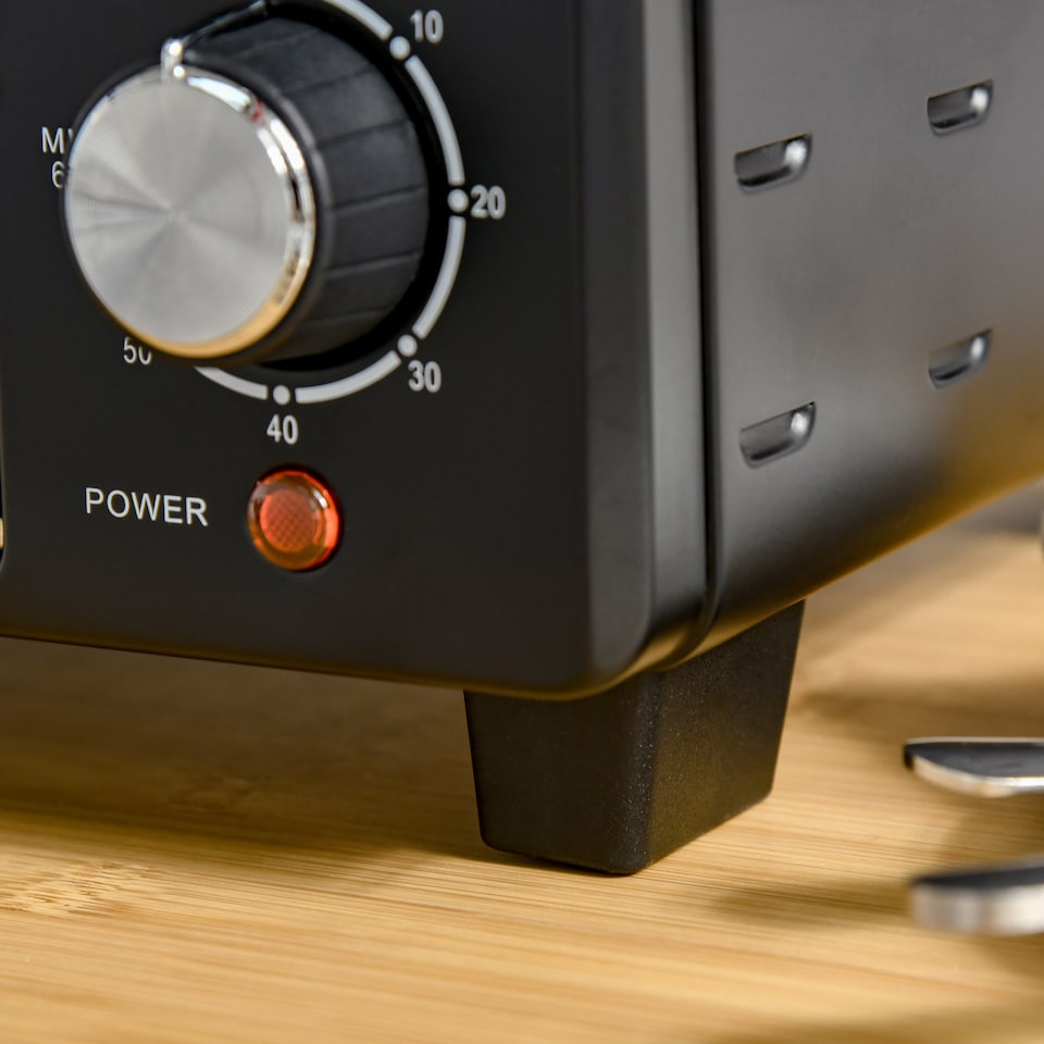 image 1 of HOMCOM Mini Oven, 21L Countertop Electric Grill, Toaster Oven with Adjustable Temperature, Timer, Baking Tray and Wire Rack, 1400W, Black