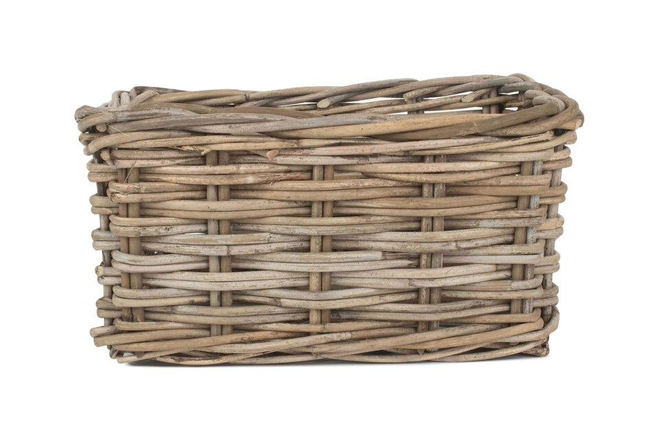 image 1 of Medium Rectangular Grey Rattan Storage Basket | Grey | Grey