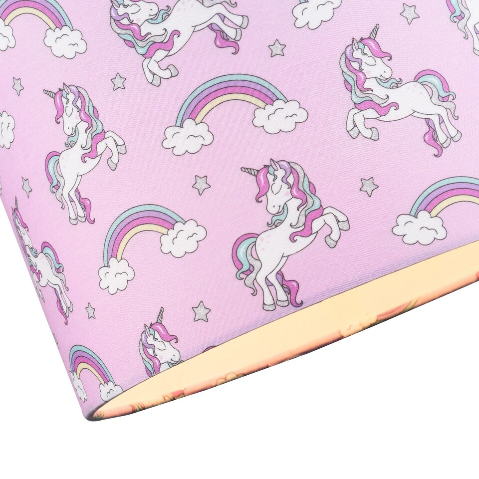 image 1 of Beautiful Modern Soft Lilac Cotton Lampshade with Unicorns Clouds and Rainbows | Purple | Lilac | 1