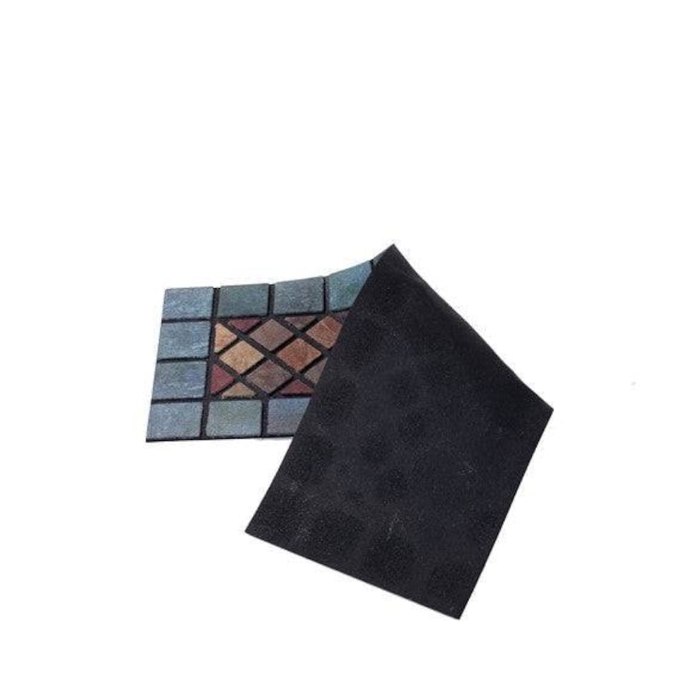 image 1 of Eco-Friendly Rubber Step Mat - Blue Border