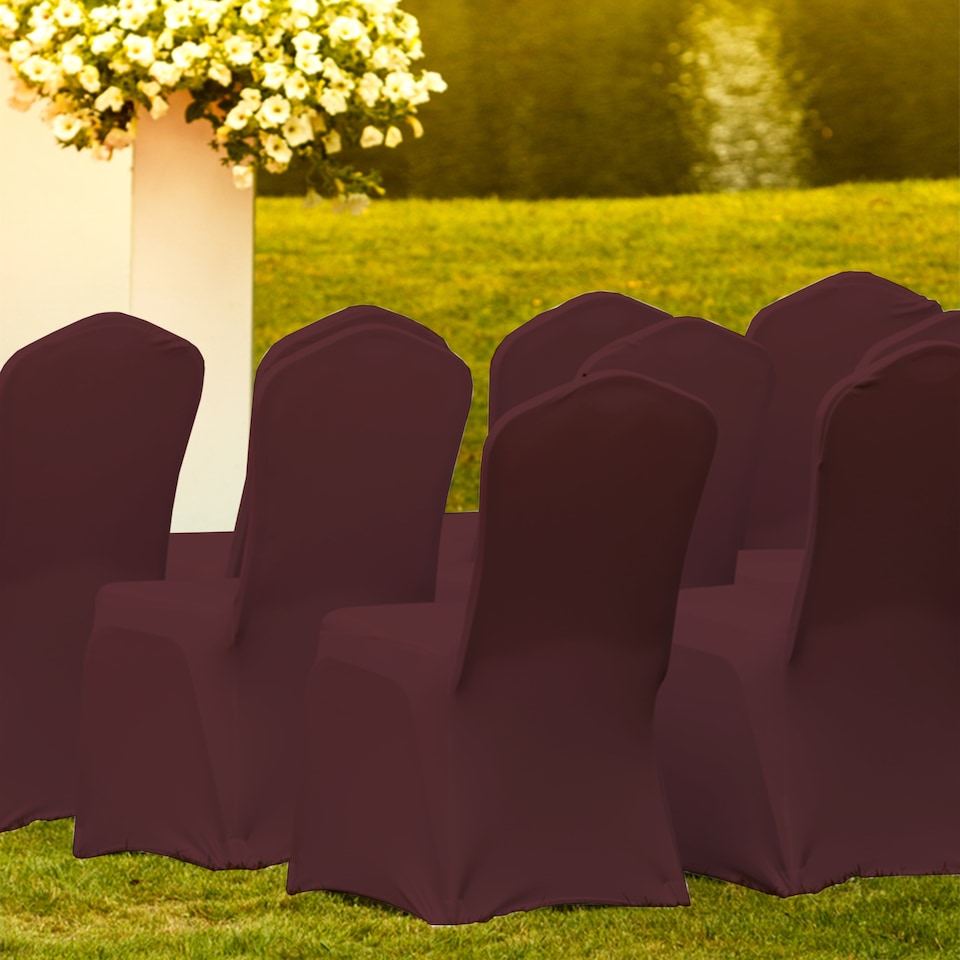 image 1 of Chair Cover Spandex Polyester Stretch Fabric Dining Slipcovers - 10pcs