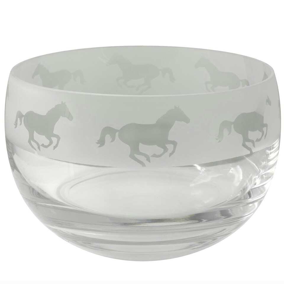 Animo Glass Decortive Etched Small Bowl Galloping
