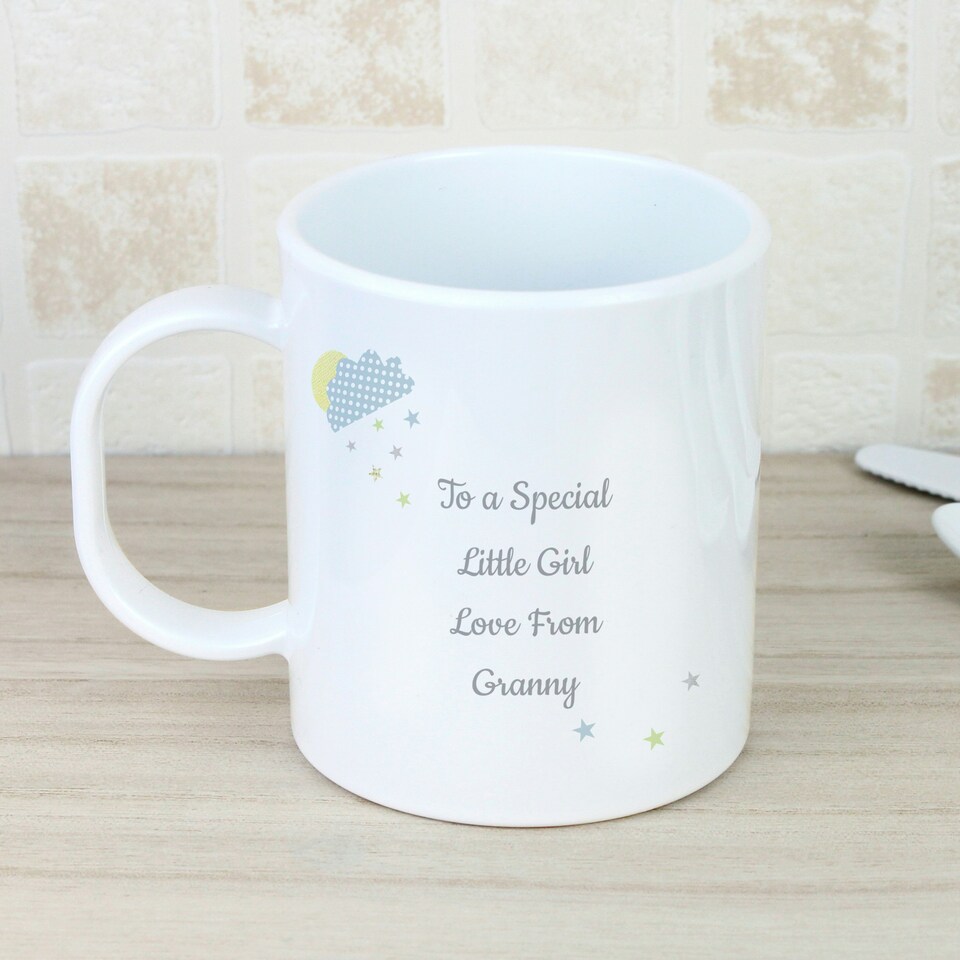 image 1 of Personalised Hessian Elephant Plastic Mug White