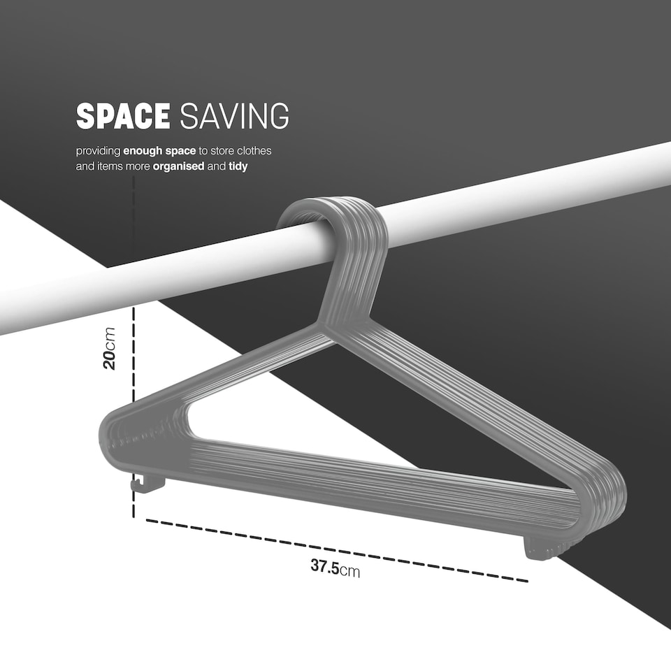 image 1 of Keplin Adult Plastic Coat Hangers Strong Slim Space Saving with Trouser Bar and Hooks