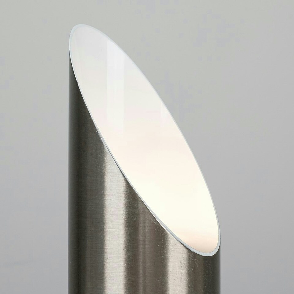 image 1 of ValueLights Uplighter Brushed Silver Floor Lamp and GU10 Spotlight LED 5W Warm White 3000K Bulb Chrome