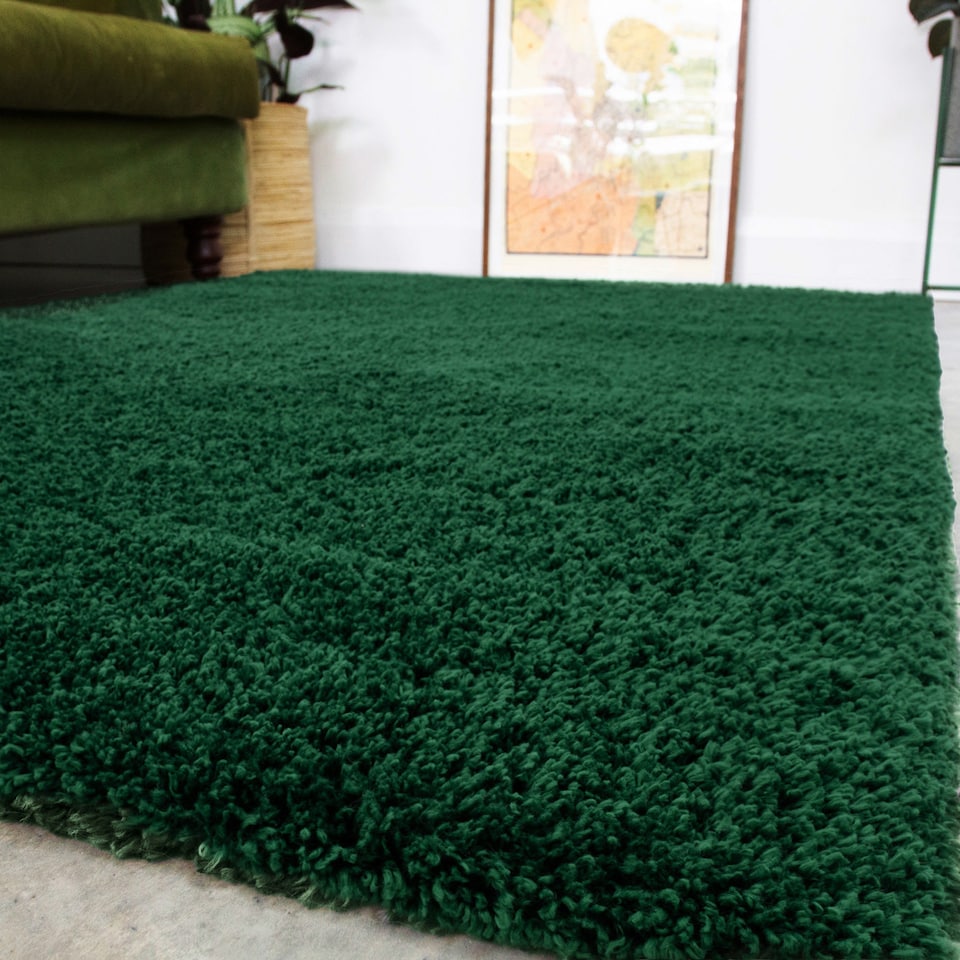 image 1 of KUKOON Forest Green Super Soft Shaggy Rug 160cm x 230cm