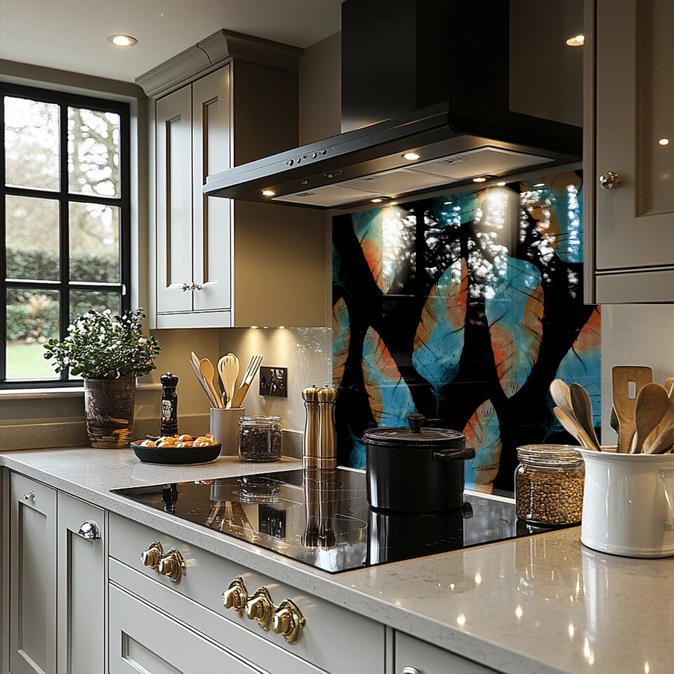 image 1 of Imprints Boho Feathers Splash Back | White